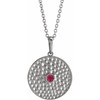 Platinum Lab Grown Ruby Beaded Disc 16 inch Necklace