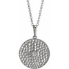 14 Karat White Gold Natural White Sapphire Beaded Disc 16 inch Necklace