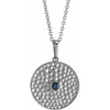 14 Karat White Gold Natural Blue Sapphire Beaded Disc 16 inch Necklace