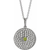Platinum  Peridot Beaded Disc 16 inch Necklace