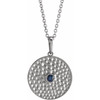 Platinum Lab Grown Blue Sapphire Beaded Disc 16 inch Necklace