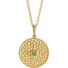 14 Karat Yellow Gold Peridot Beaded Disc 16 inch Necklace