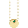 14 Karat Yellow Gold Natural Emerald 16 18 inch Necklace