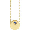 14 Karat Yellow Gold Lab Grown Blue Sapphire 16 inch Necklace