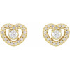 14 Karat Yellow Gold 0.33 Carat Natural Diamond Heart Earrings