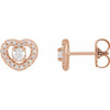 14 Karat Rose Gold 0.33 Carat Natural Diamond Heart Earrings