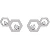 14 Karat White Gold .08 Carat Natural Diamond Honeycomb Earrings