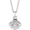Platinum .03 Carat Natural Diamond Seashell 16 inch Necklace