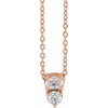 14 Karat Rose Gold 0.25 Carat Diamond Two Stone 16 inch Necklace