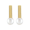 14 Karat Yellow Gold Cultured Seed Pearl Bar Earrings