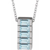14K White Natural Sky Blue Topaz Channel-Set Bar 16 inch Necklace