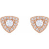 14K Rose 0.50 Carat Natural Diamond Halo Style Earrings