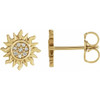 14 Karat Yellow Gold .02 Carat Natural Diamond Sun Earrings