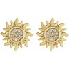 14 Karat Yellow Gold .02 Carat Natural Diamond Sun Earrings