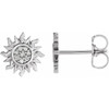 14 Karat White Gold .02 Carat Natural Diamond Sun Earrings