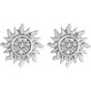 14 Karat White Gold .02 Carat Natural Diamond Sun Earrings