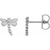 14 Karat White Gold .08 Carat Natural Diamond Dragonfly Earrings