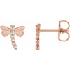 14 Karat Rose Gold .08 Carat Natural Diamond Dragonfly Earrings