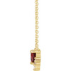 14 Karat Yellow Gold Natural Mozambique Garnet and .07 Carat Natural Diamond 18 inch Necklace