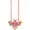 14 Karat Rose Gold Pink Sapphire Bee 16 inch Necklace