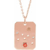 14 Karat Rose Gold Mexican Fire Opal and .0075 Carat Diamond Taurus Zodiac Constellation 16 inch Necklace