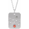 14 Karat White Gold Mexican Fire Opal and .0075 Carat Diamond Taurus Zodiac Constellation 16 inch Necklace