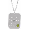 Platinum  Peridot and .0075 Carat Diamond Gemini Zodiac Constellation 16 inch Necklace