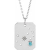 Platinum  Blue Zircon and .0075 Carat Diamond Scorpio Zodiac Constellation 16 inch Necklace