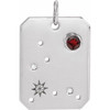 14 Karat White Gold Mozambique Garnet and .0075 carat Diamond Pisces Zodiac Constellation Pendant