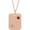 14 Karat Rose Gold Mozambique Garnet and .0075 Carat Diamond Pisces Zodiac Constellation 16 inch Necklace