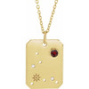 14 Karat Yellow Gold Natural Mozambique Garnet and .0075 Carat Natural Diamond Pisces Zodiac Constellation 16 inch Necklace