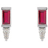 Sterling Silver Natural Ruby and .03 Carat Natural Diamond Bar Earrings