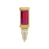 14 Karat Yellow Gold Natural Ruby and .02 Carat Natural Diamond Bar Earring