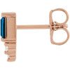 14 Karat Rose Gold Natural Blue Sapphire and .02 Carat Natural Diamond Bar Earring