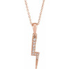 14 Karat Rose Gold .08 Carat Diamond Lightning Bolt 16 inch Necklace