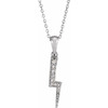 Platinum .08 Carat Natural Diamond Lightning Bolt 16 inch Necklace