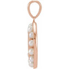 14 Karat Rose Gold Cultured White Seed Pearl Engravable Halo Style Pendant