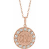 14 Karat Rose Gold Cultured White Seed Pearl Engravable Halo Style 16 inch Necklace