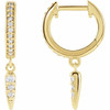 14 Karat Yellow Gold 0.20 Carat Natural Diamond Hinged Hoop Spike Earrings