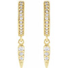 14 Karat Yellow Gold 0.20 Carat Natural Diamond Hinged Hoop Spike Earrings