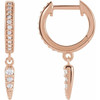 14 Karat Rose Gold 0.20 Carat Natural Diamond Hinged Hoop Spike Earrings