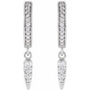 14 Karat White Gold 0.20 Carat Natural Diamond Hinged Hoop Spike Earrings
