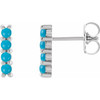 Platinum Natural Turquoise Bar Earrings