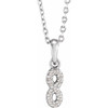 Sterling Silver .03 Carat Natural Diamond Petite Infinity 16 inch Necklace