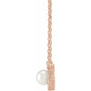 14 Karat Rose Gold Cultured Akoya Pearl and .03 Carat Diamond Halo Style 16 inch Necklace