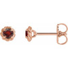 14 Karat Rose Gold 3 mm Mozambique Garnet Claw Prong Rope Earrings