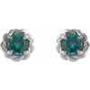 Sterling Silver 3 mm Lab Grown Alexandrite Claw Prong Rope Earrings