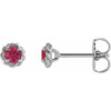 14 Karat White Gold 3 mm Lab Grown Ruby Claw Prong Rope Earrings