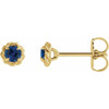 14 Karat Yellow Gold 3 mm Lab Grown Blue Sapphire Claw Prong Rope Earrings