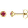 14 Karat Yellow Gold 3 mm Lab Grown Ruby Claw Prong Rope Earrings